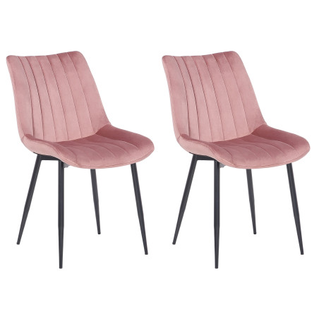 Ensemble de 2 chaises Rahden en velours rose
