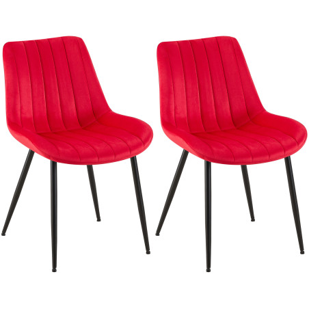 Ensemble de 2 chaises Rahden en velours rouge