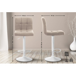 Tabouret de bar Calma tissu blanc crème