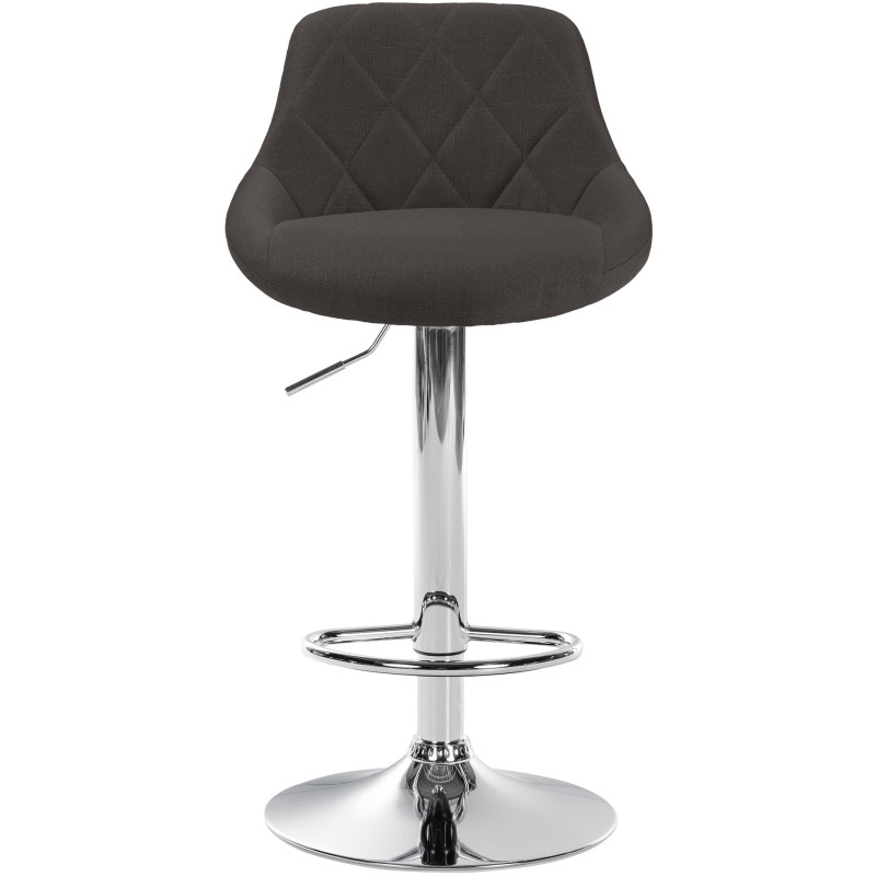 Tabouret de bar Lazio en tissu chromé gris foncé