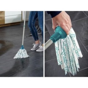 LEIFHEIT Kit de nettoyage sol Classic Mop 56792 Leifheit ensemble de nettoyage balai a franges viscose tres absorbantes seau pan