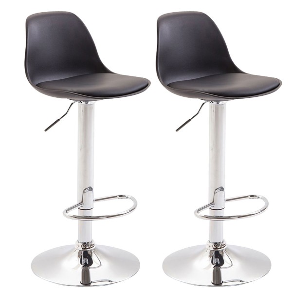 Lot de 2 tabourets de bar Kiel plastique chromé