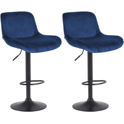 Set di 2 sgabelli da bar Solon in velluto nero e blu