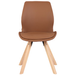Fauteuil Luna, similicuir, marron clair
