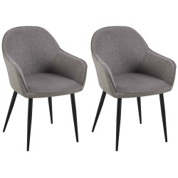 Ensemble de 2 chaises de salle à manger, tissu Boise, gris foncé