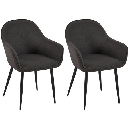 Ensemble de 2 chaises de salle à manger Boise en tissu noir