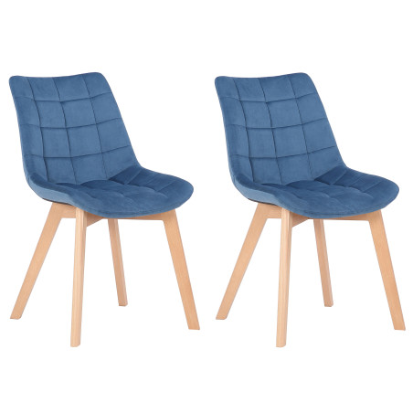 Ensemble de 2 chaises de salle à manger Passaic en velours bleu