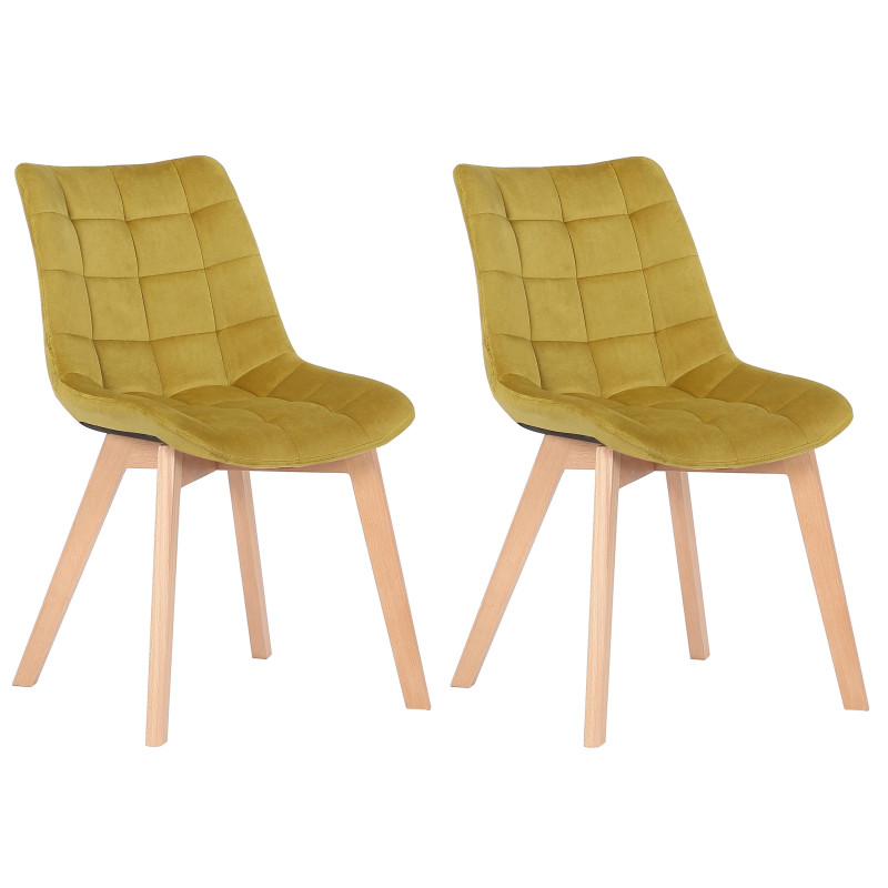 Ensemble de 2 chaises de salle à manger Passaic en velours jaune