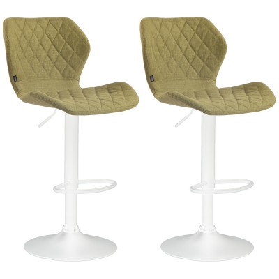 Lot de 2 tabourets de bar en tissu liège blanc