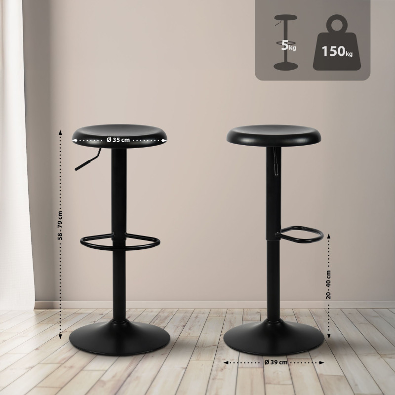 Set di 2 sgabelli da bar Williston neri