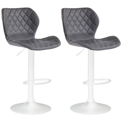 Lot de 2 tabourets de bar liège simili cuir blanc