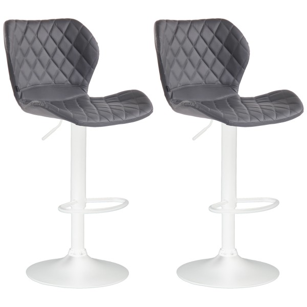 Lot de 2 tabourets de bar liège simili cuir blanc