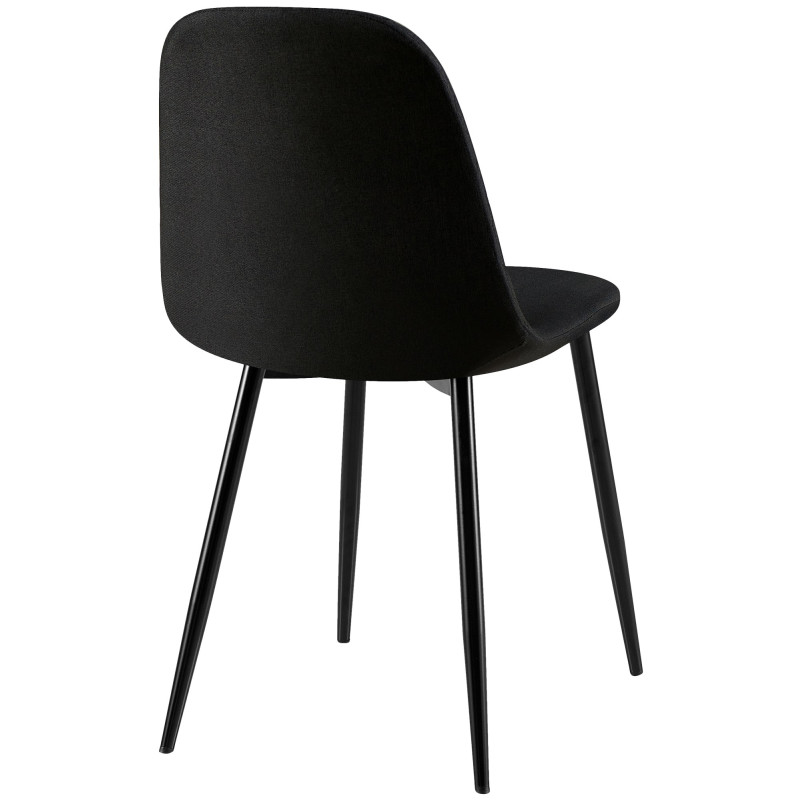 Ensemble de 4 chaises Giverny, tissu, noir