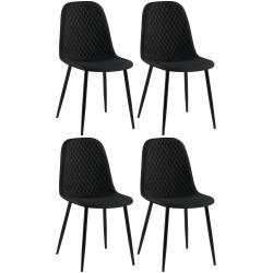 Ensemble de 4 chaises Giverny, tissu, noir