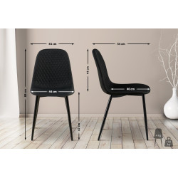 Ensemble de 4 chaises Giverny, tissu, noir