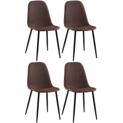 Ensemble de 4 chaises Giverny en tissu marron