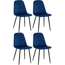 Ensemble de 4 chaises Giverny en velours bleu