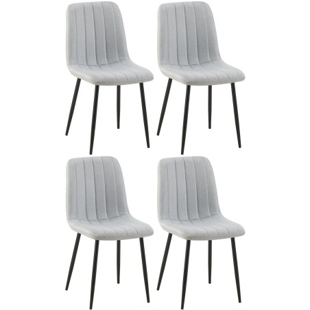 Ensemble de 4 chaises en tissu gris Dijon
