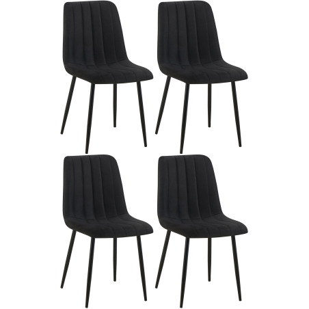 Ensemble de 4 chaises Dijon, tissu noir