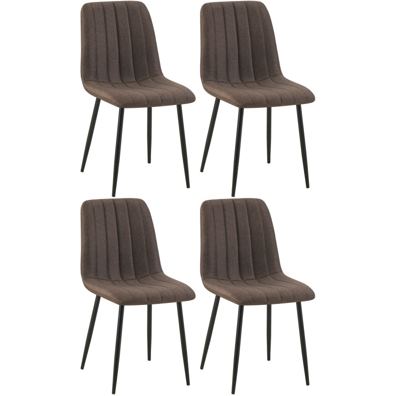 Ensemble de 4 chaises Dijon, tissu marron