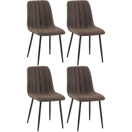 Ensemble de 4 chaises Dijon, tissu marron