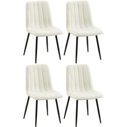 Ensemble de 4 chaises en tissu crème Dijon