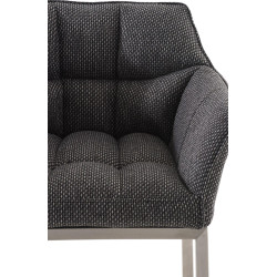 Tabouret de bar en tissu Damaso E avec structure à 4 pieds gris titane