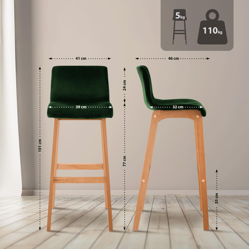 Sgabello da bar Hoover Velvet Natura Green