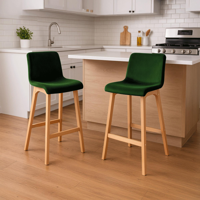 Sgabello da bar Hoover Velvet Natura Green