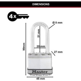 Master Lock Cadenas Excell 3 pcs Acier 45 mm M1EURTRILH