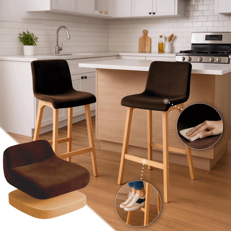 Tabouret de bar Hoover velours Natura marron