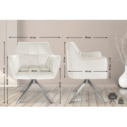Chaise de salle à manger suspendue, velours, acier inoxydable, crème