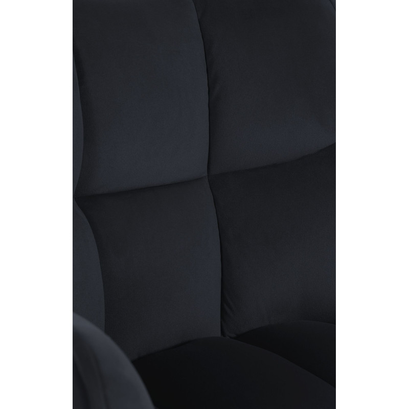 Chaise de salle à manger suspendue, velours, acier inoxydable, noire