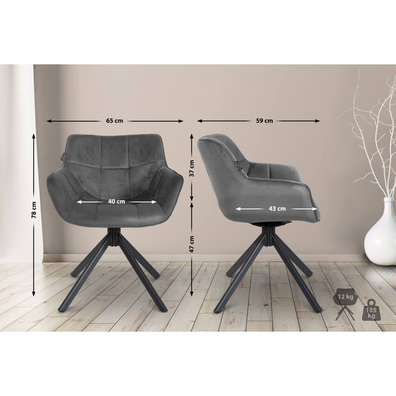 Fauteuil Westport, velours gris