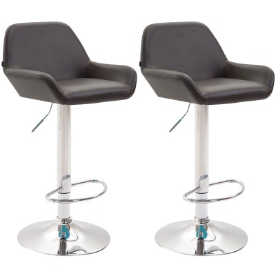 Lot de 2 tabourets de bar Braga simili cuir chromé