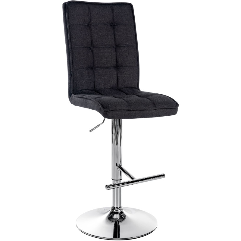 Tabouret de bar Peking V2 tissu chrome noir