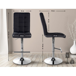 Tabouret de bar Peking V2 tissu chrome noir