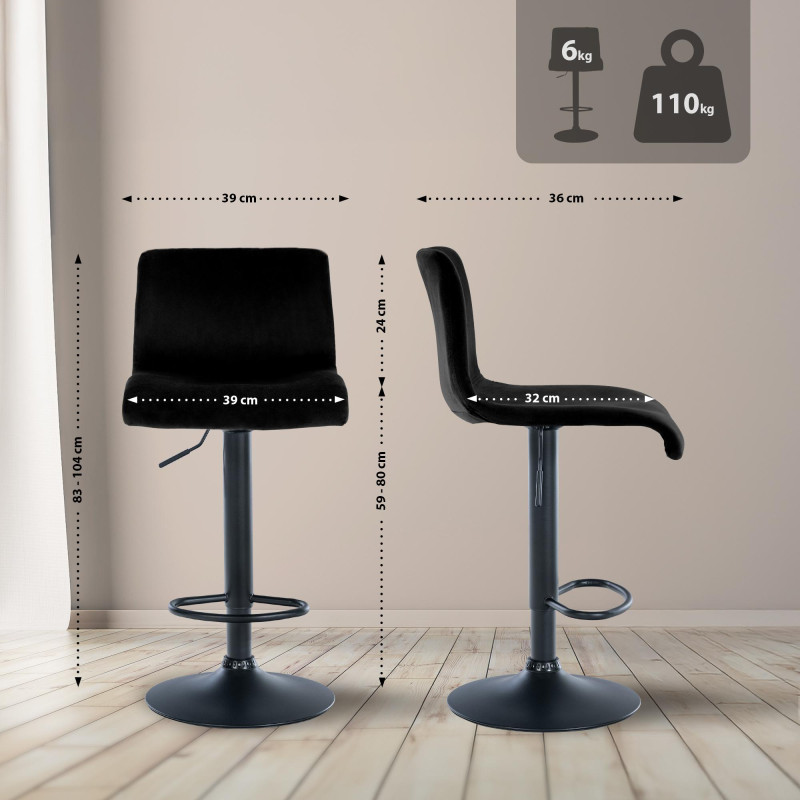 Sgabello da bar Hoover Velvet B nero