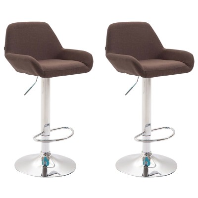 Lot de 2 tabourets de bar Braga tissu chrome