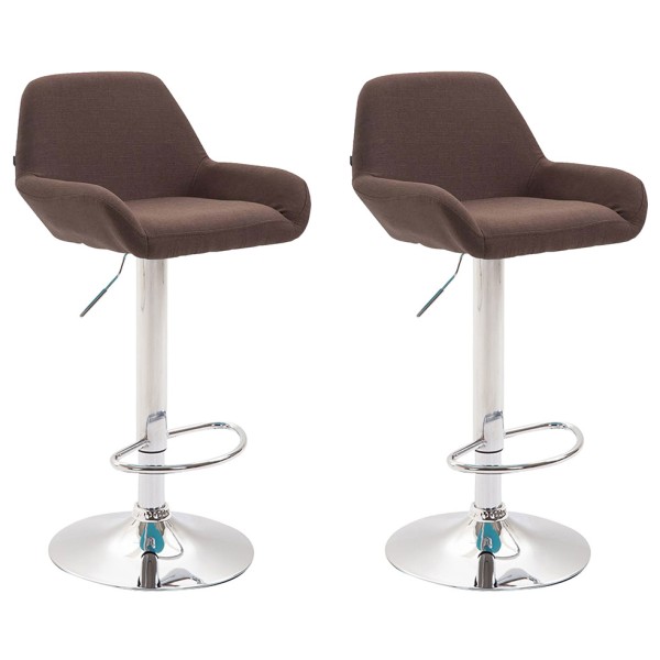 Lot de 2 tabourets de bar Braga tissu chrome