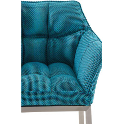 Tabouret de bar en tissu Damaso E avec structure à 4 pieds turquoise