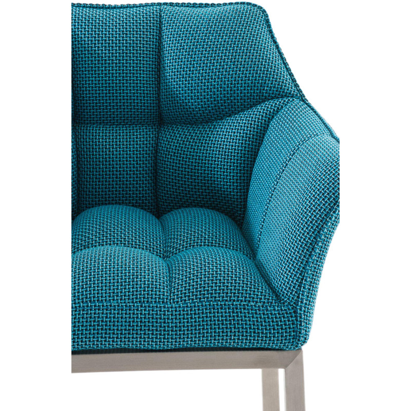 Tabouret de bar en tissu Damaso E avec structure à 4 pieds turquoise
