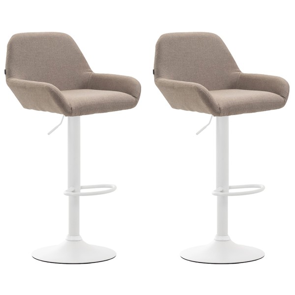 Lot de 2 tabourets de bar Braga tissu blanc