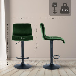 Tabouret de bar Hoover velours B vert