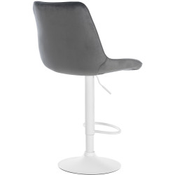 Tabouret de bar Toni velours blanc gris foncé