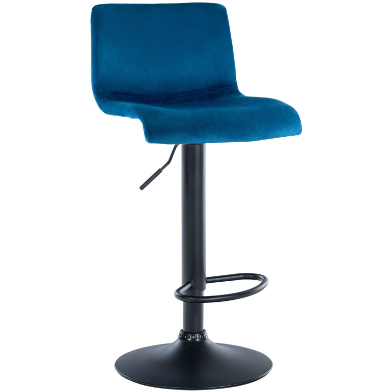 Tabouret de bar Hoover velours B bleu