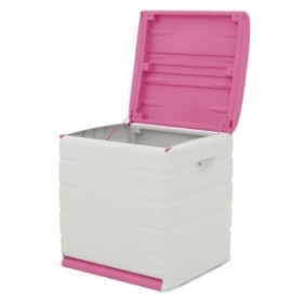 PLASTIKEN Coffre de rangement Space Saver avec roulettes et cadenas - Contenance 190 L - Coloris fuchsia