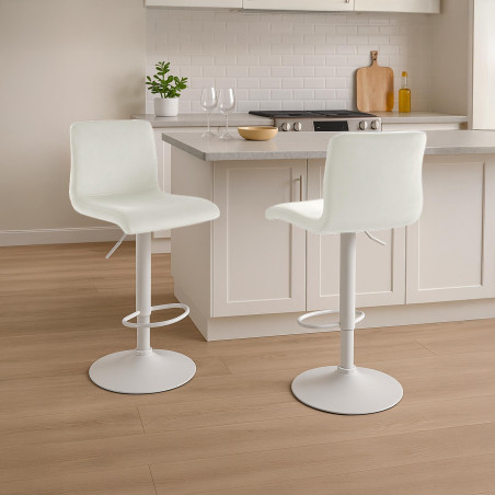 Tabouret de bar Hoover velours W crème