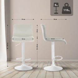 Tabouret de bar Hoover velours W crème