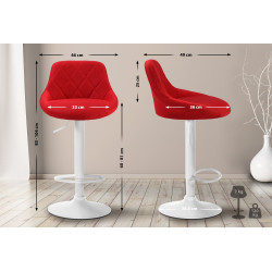 Tabouret de bar Lazio tissu blanc rouge